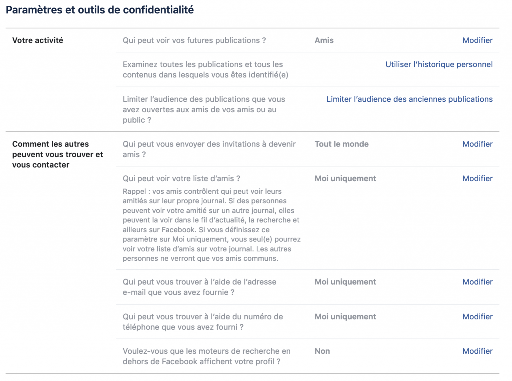 Parametres outils confidentialité Facebook-Mouse Coach Barcelone